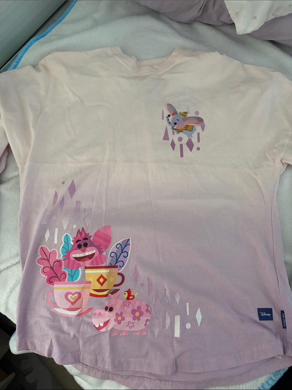 Disney Light Pink Ombre Long Sleeve Tee with Tea Party Characters